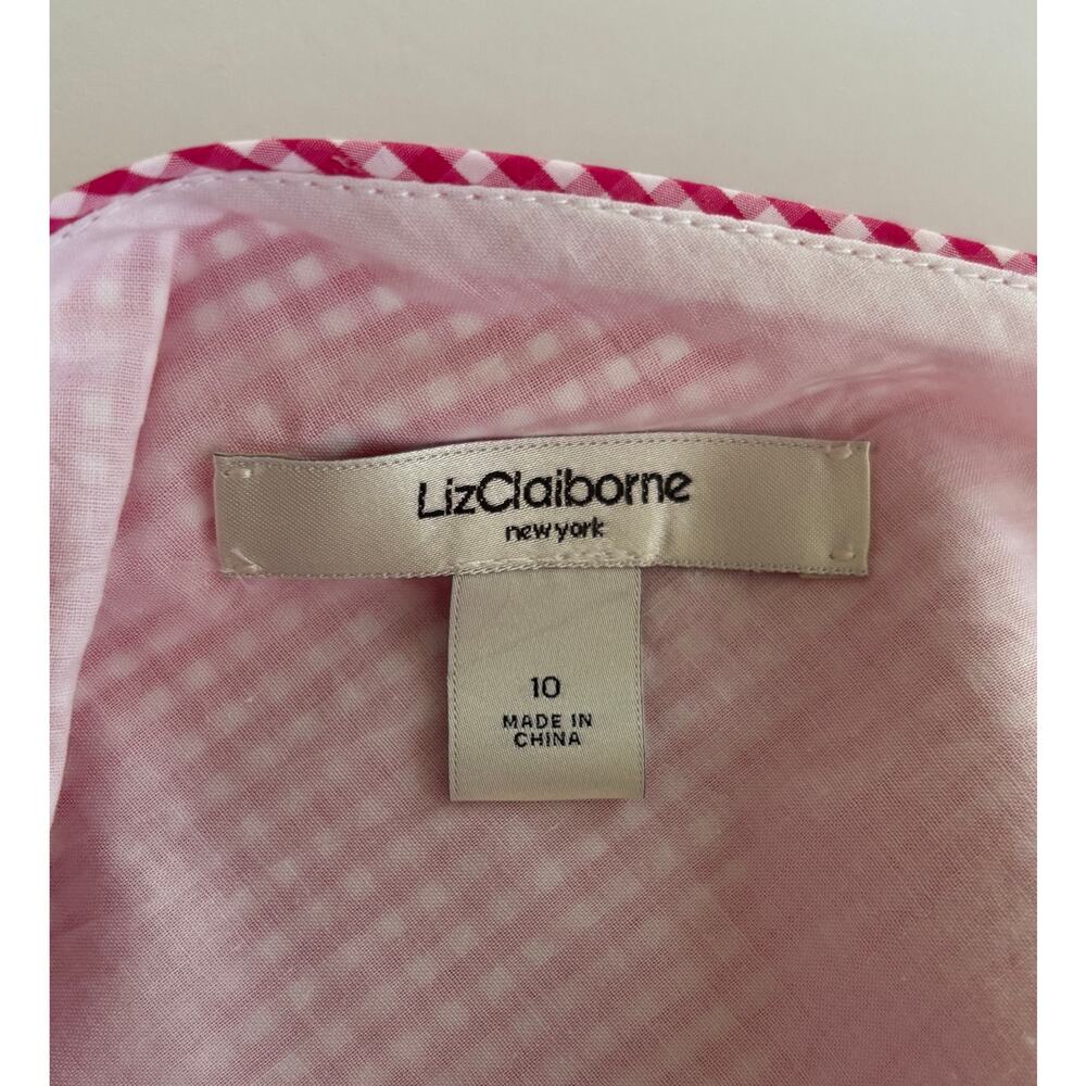 Liz Claiborne New York Pink Gingham Sleeveless Lined Side Zip Midi Dress Size 10 - Picture 4 of 14